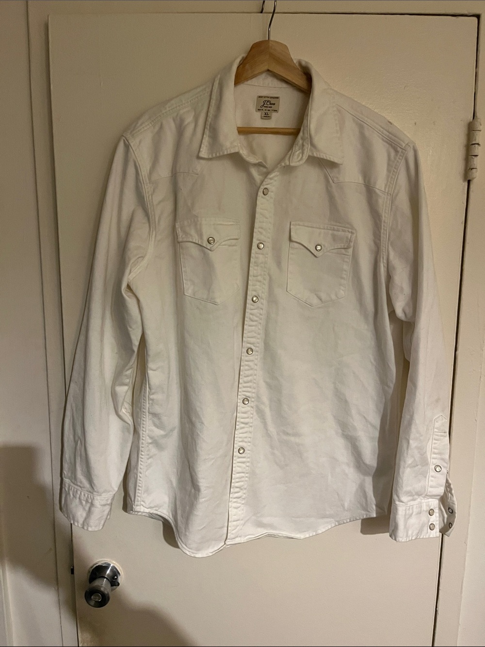 J. Crew White Casual Button-Down Shirt